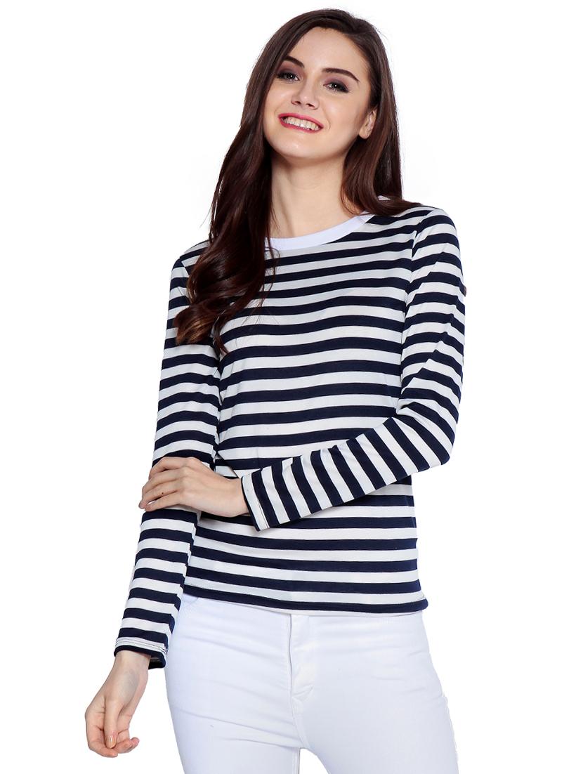 contrast crew striped top - 16140934 - Zoom Image - 1