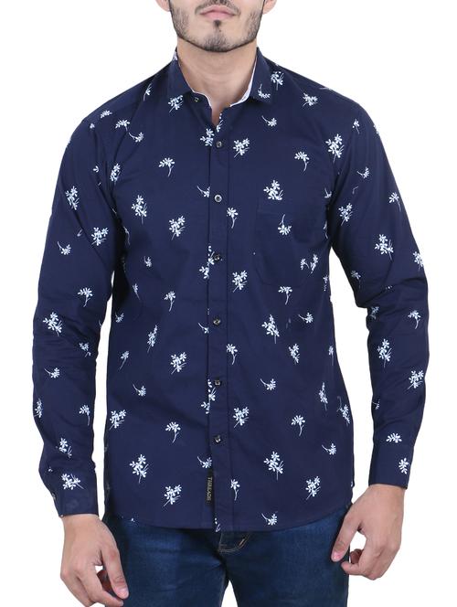 blue floral printed casual shirt - 16141224 - Standard Image - 1