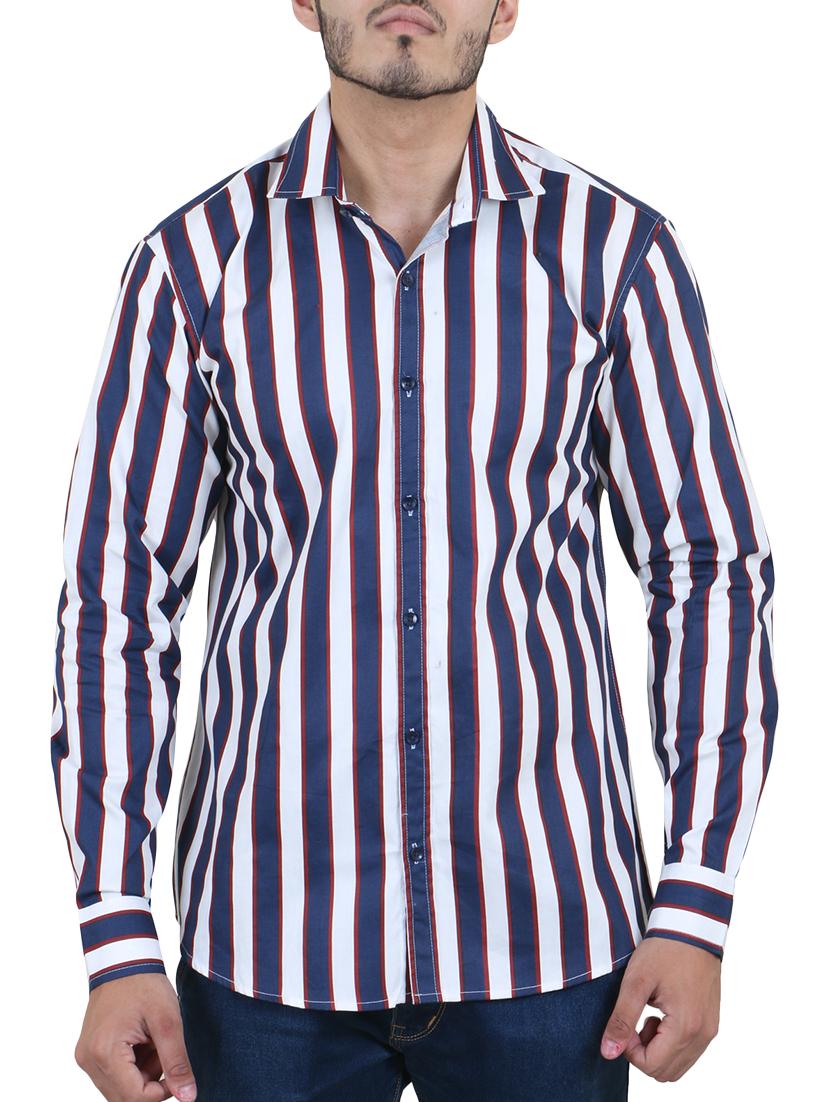 navy blue cotton blend casual shirt - 16141234 - Zoom Image - 1