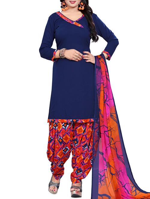 geometrical printed unstitched patiyala suit - 16141477 - Standard Image - 1