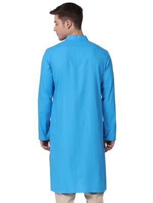 blue cotton long kurta - 16141789 - Standard Image - 3