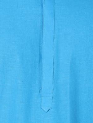 blue cotton long kurta - 16141789 - Standard Image - 4