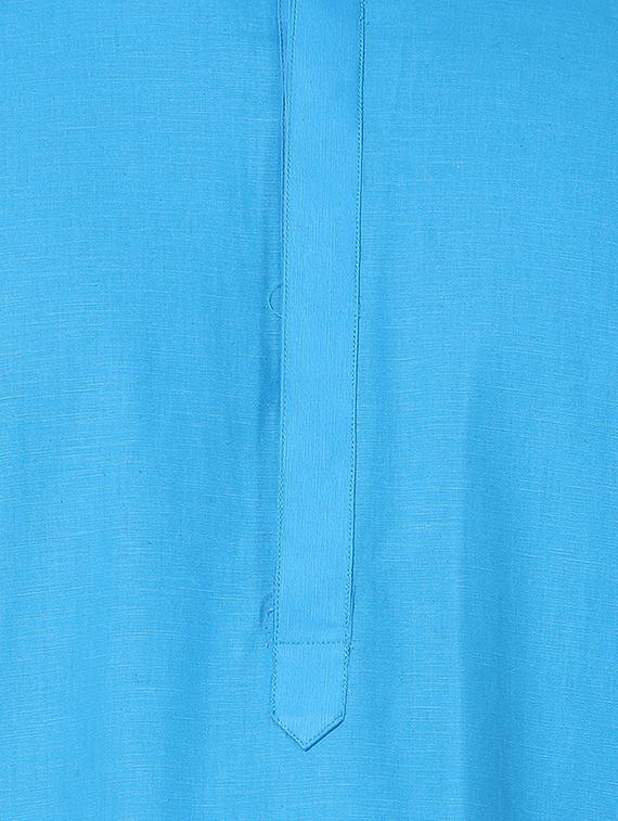 blue cotton long kurta - 16141789 - Zoom Image - 4