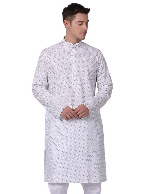 white cotton long kurta - 16141795 - Standard Image - 1