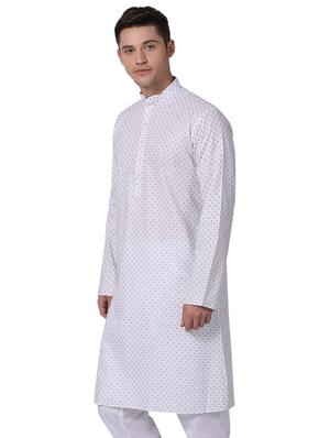 white cotton long kurta - 16141795 - Standard Image - 2
