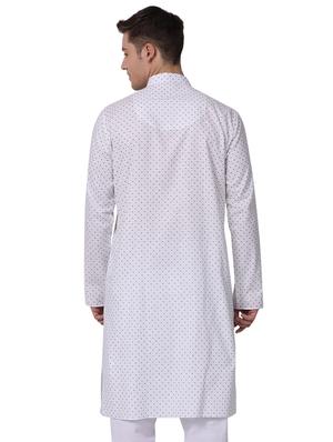 white cotton long kurta - 16141795 - Standard Image - 3