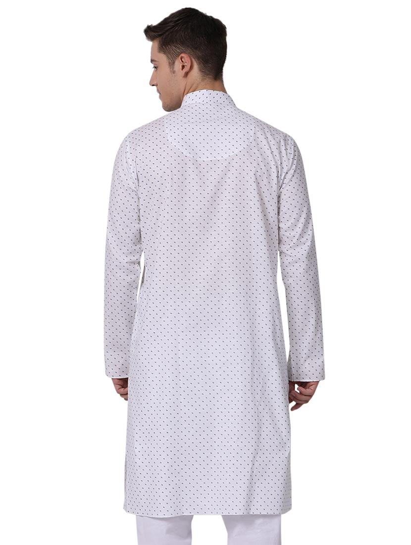 white cotton long kurta - 16141795 - Zoom Image - 3
