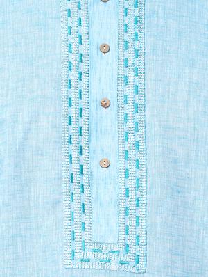 blue khadi long kurta - 16141813 - Standard Image - 4