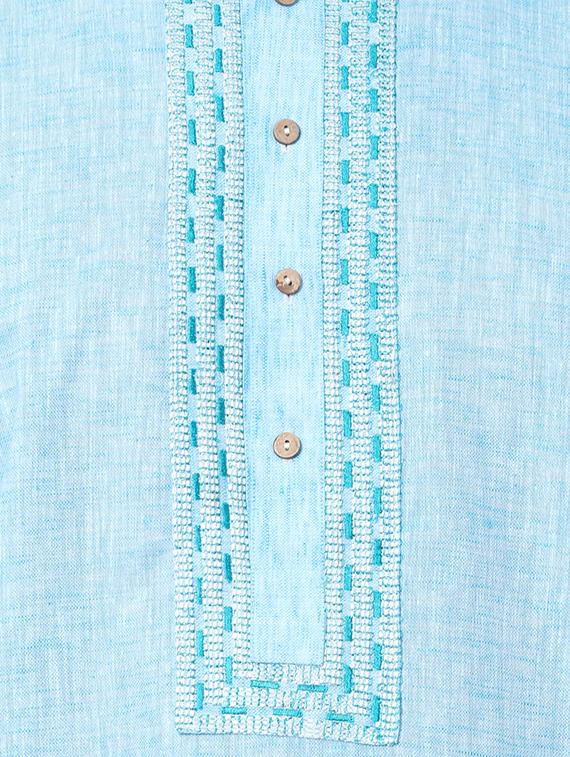 blue khadi long kurta - 16141813 - Zoom Image - 4