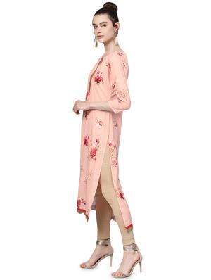 floral placket detail straight kurta - 16141842 - Standard Image - 2