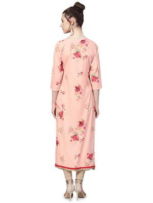 floral placket detail straight kurta - 16141842 - Standard Image - 3