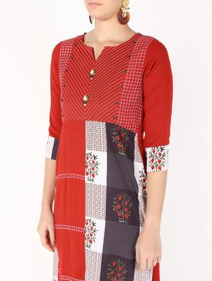 color block straight kurta - 16141916 - Standard Image - 5