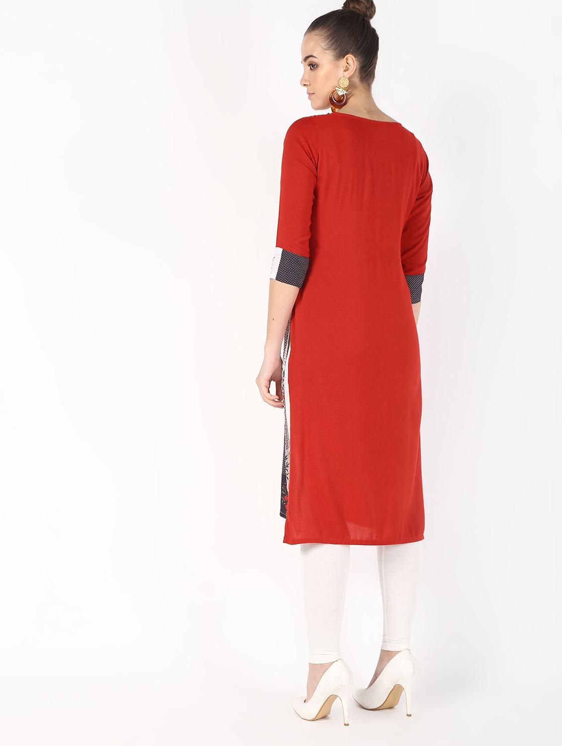 color block straight kurta - 16141916 - Zoom Image - 4