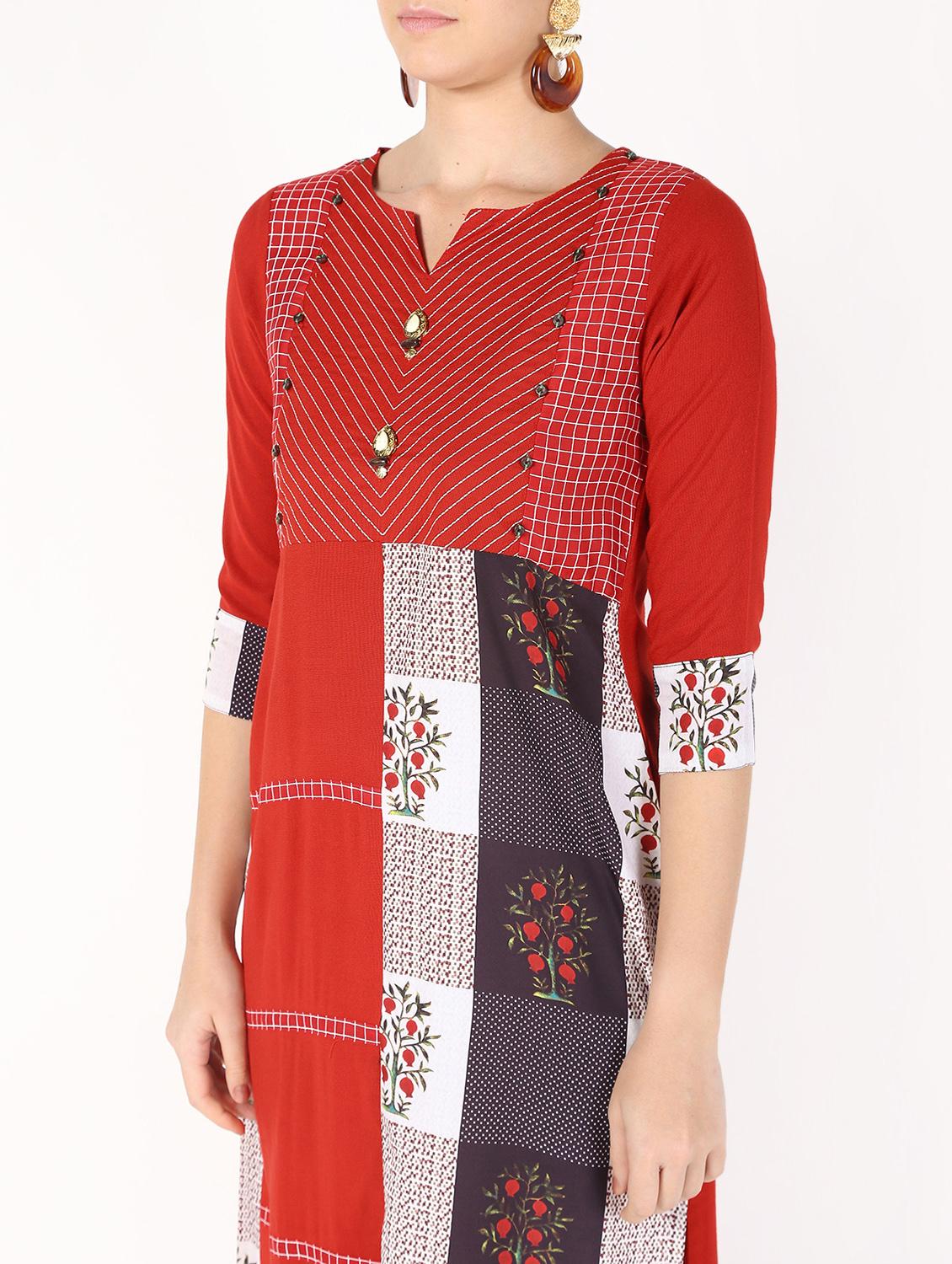 color block straight kurta - 16141916 - Zoom Image - 5