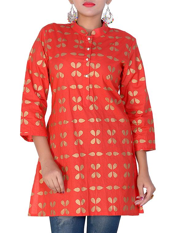 foil print straight kurti - 16142140 - Zoom Image - 1