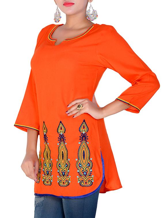 printed straight kurti - 16142141 - Zoom Image - 2
