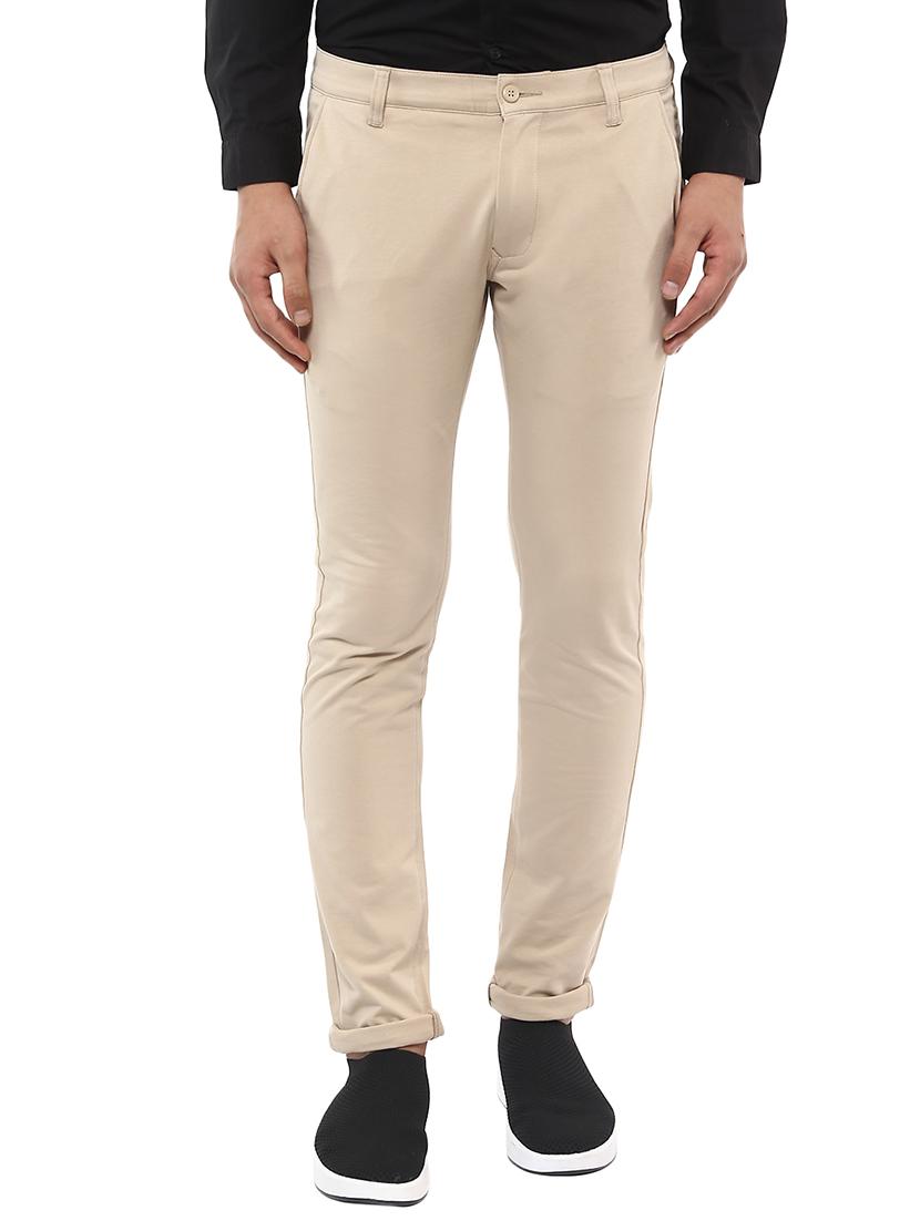 beige solid chinos - 16142204 - Zoom Image - 1