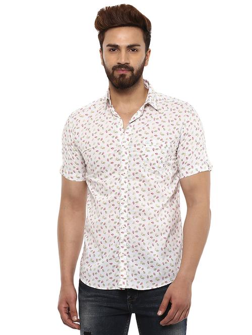 white printed casual shirt - 16142230 - Standard Image - 1