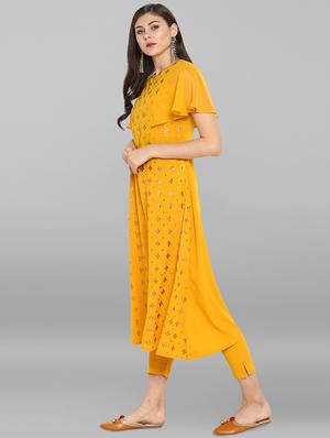 foil print kurta pant set - 16142401 - Standard Image - 2