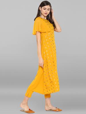foil print kurta pant set - 16142401 - Standard Image - 3