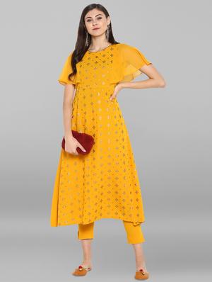 foil print kurta pant set - 16142401 - Standard Image - 5