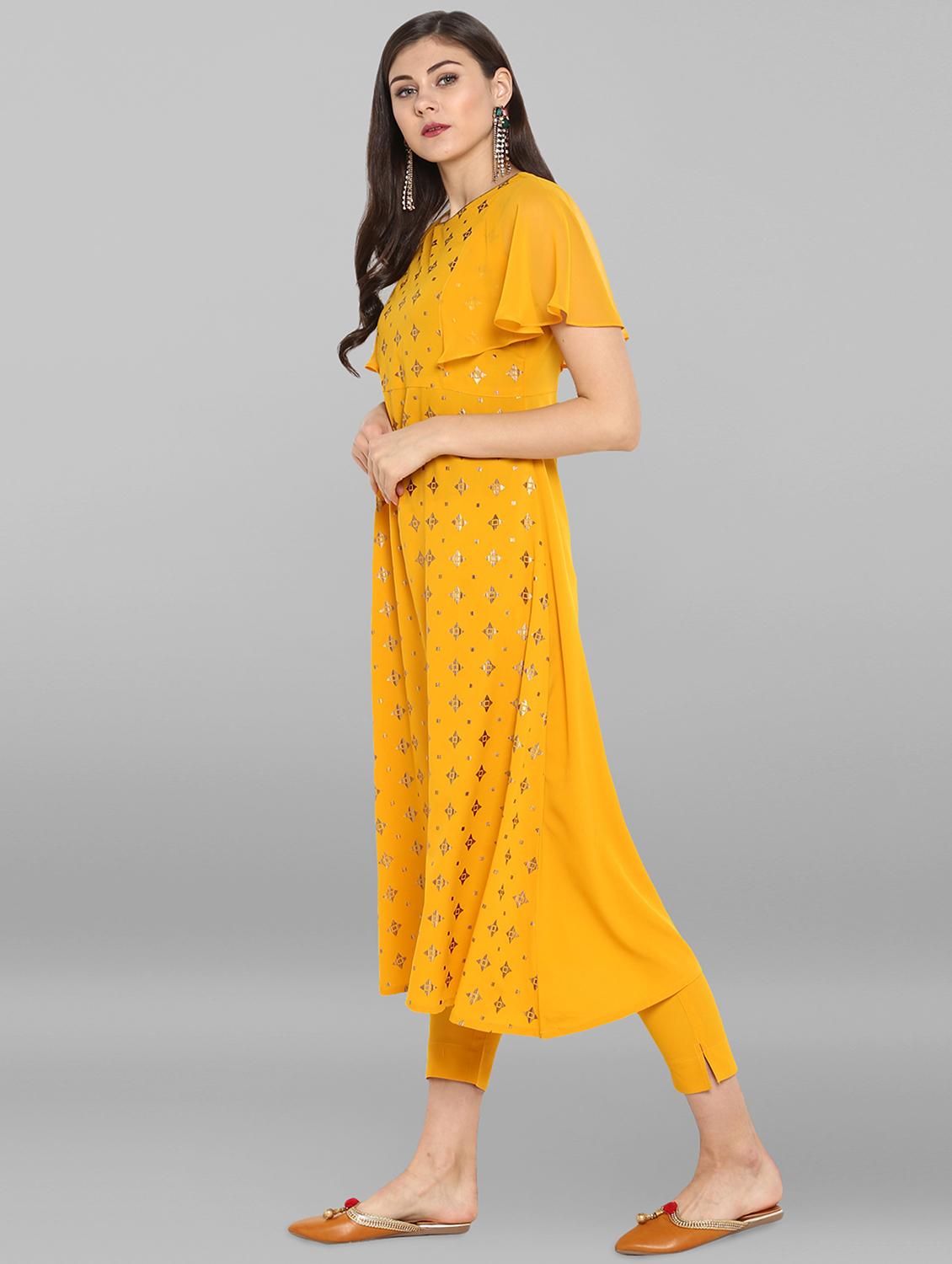 foil print kurta pant set - 16142401 - Zoom Image - 2