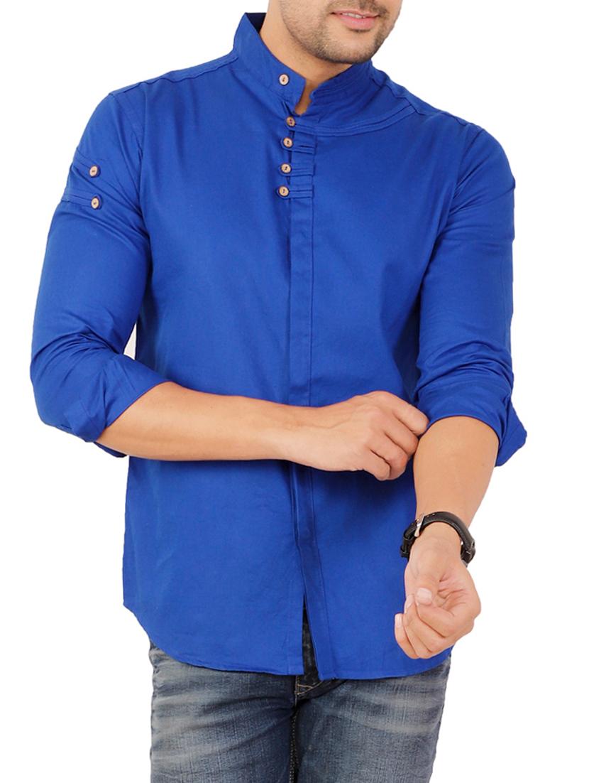 blue solid casual shirt - 16142437 - Zoom Image - 1