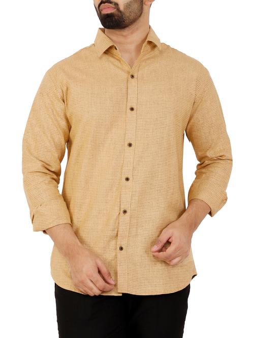 beige checkered casual shirt - 16142557 - Standard Image - 1