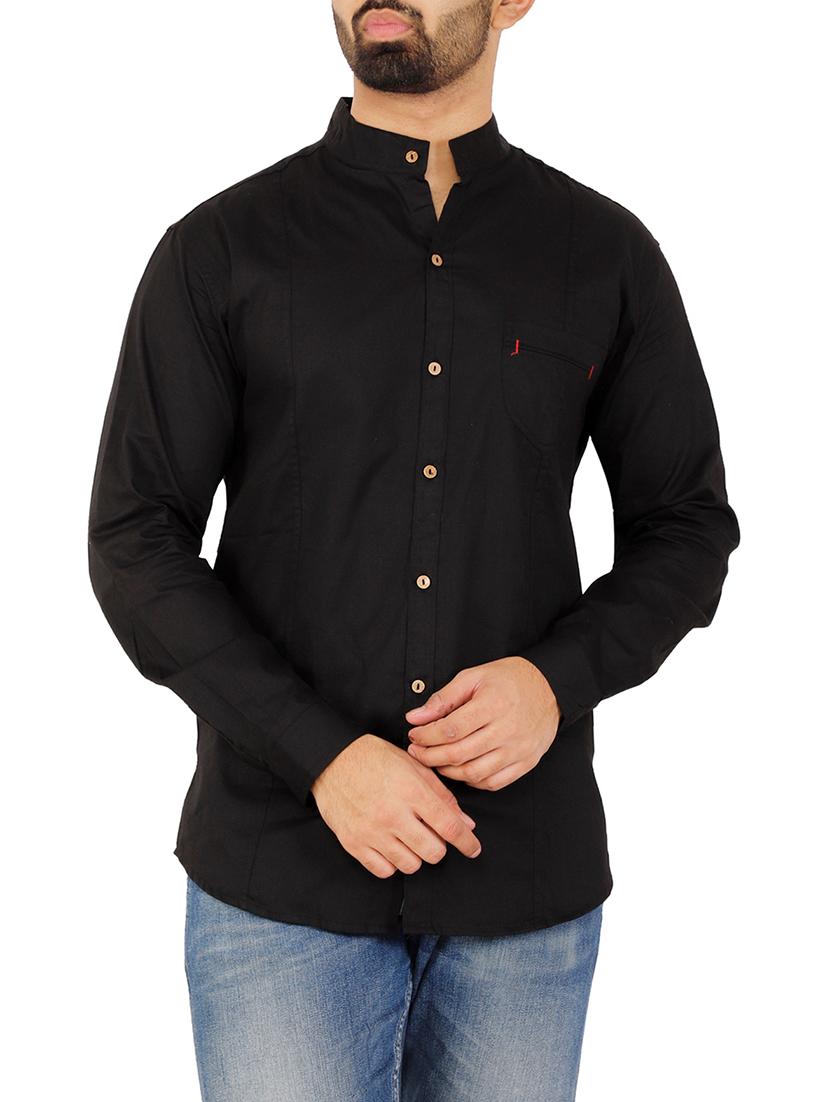 black solid casual shirt - 16142617 - Zoom Image - 1