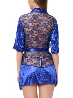floral lace panel sleepwear robe - 16142710 - Standard Image - 3