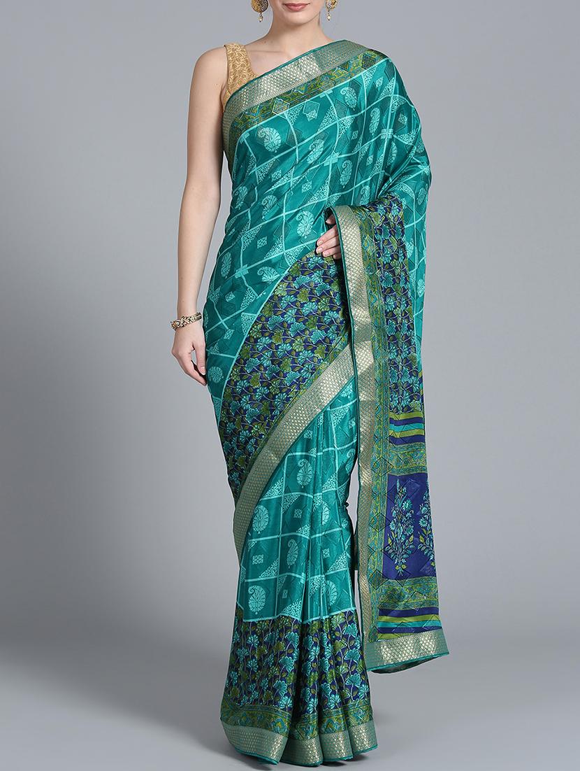 Paisley printed saree with blouse - 16142970 - Zoom Image - 1