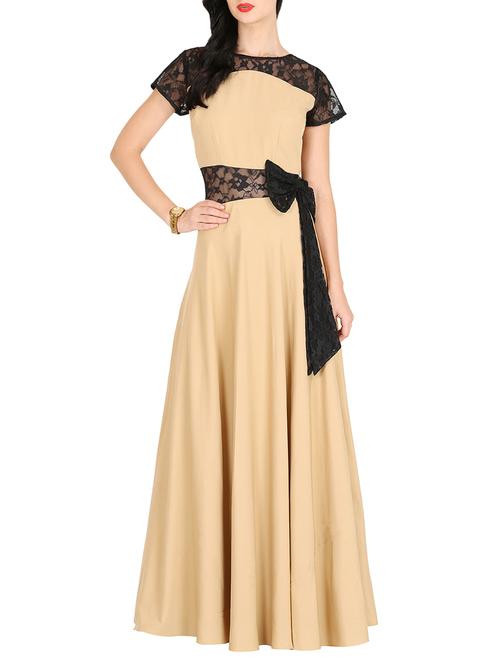 contrast lace bow detail maxi dress - 16143055 - Standard Image - 1