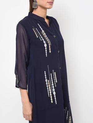 embroidered a-line solid kurta - 16143099 - Standard Image - 5