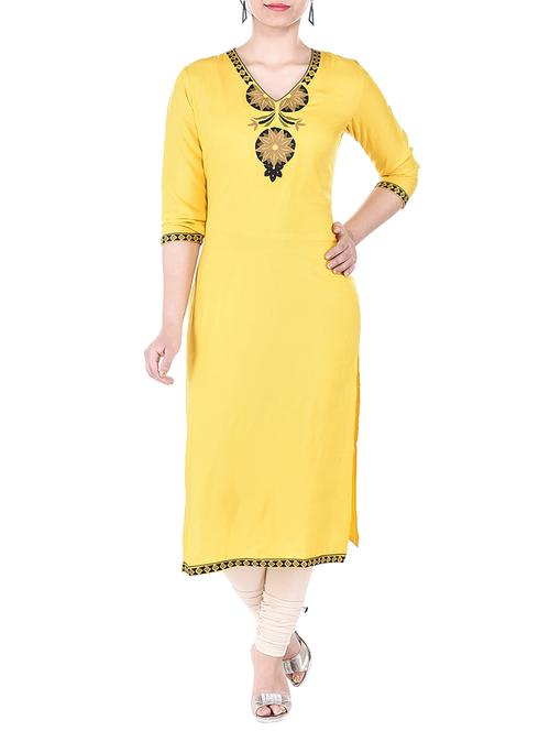Embroidered straight kurta - 16143169 - Standard Image - 1