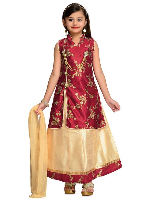 red satin lehnga choli - 16150005 - Standard Image - 1