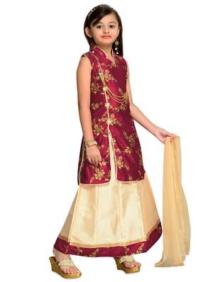 red satin lehnga choli - 16150005 - Standard Image - 2