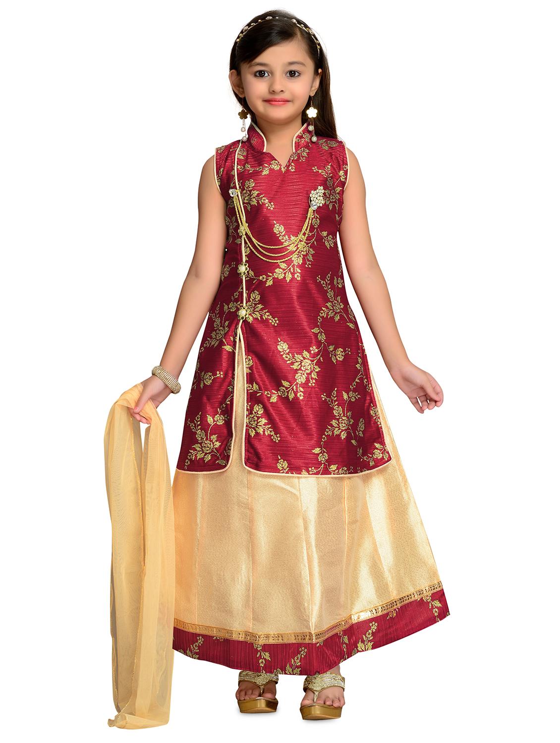 red satin lehnga choli - 16150005 - Zoom Image - 1