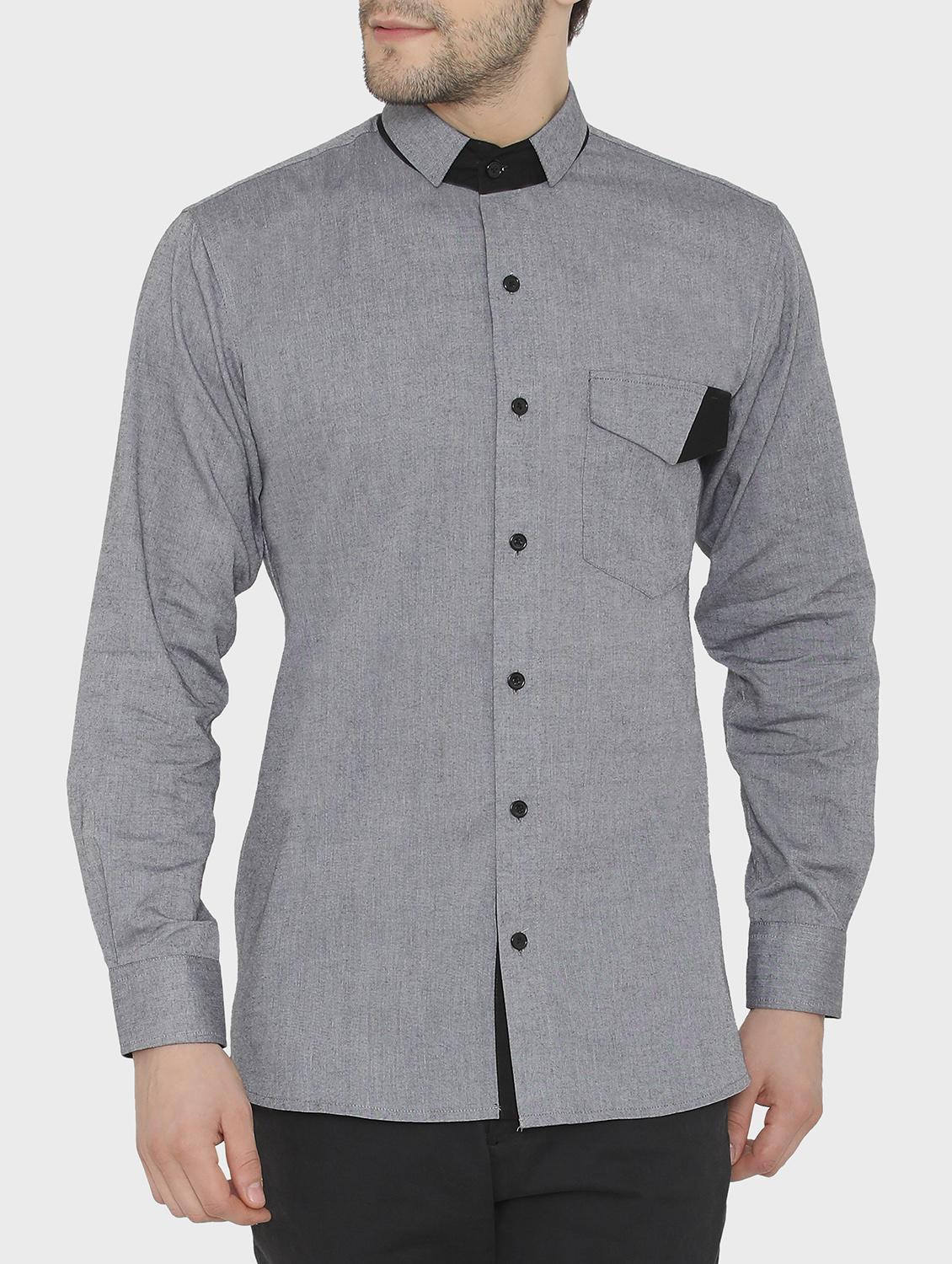 grey cotton casual shirt - 16157226 - Zoom Image - 1