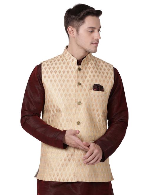 beige cotton nehru jacket - 16157293 - Standard Image - 1