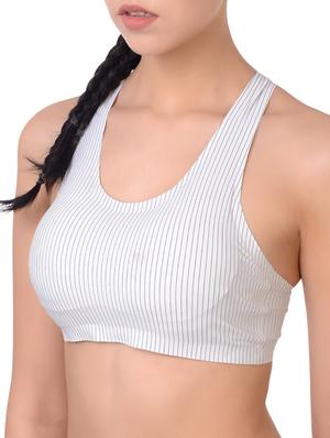 styled back striped sports bra - 16157494 - Standard Image - 2