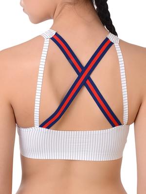styled back striped sports bra - 16157494 - Standard Image - 3