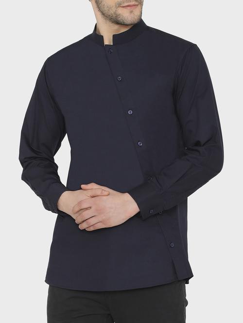 blue solid casual shirt - 16157522 - Standard Image - 1