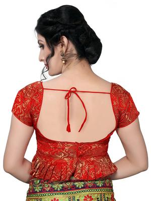 red silk brocade blouse - 16157596 - Standard Image - 2