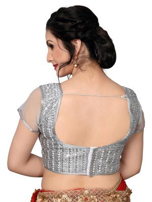 silver silk embroidered blouse - 16157609 - Standard Image - 2