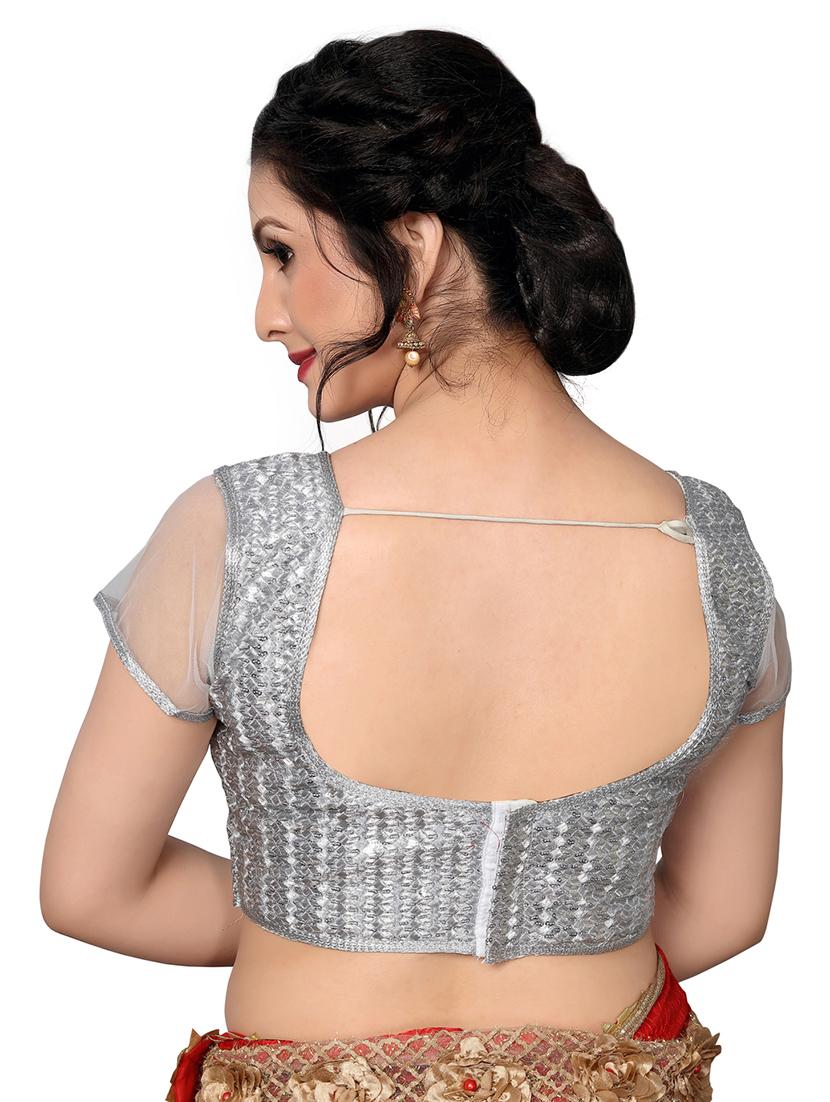 silver silk embroidered blouse - 16157609 - Zoom Image - 2