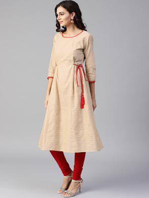 dobby solid a-line kurta - 16157639 - Standard Image - 2