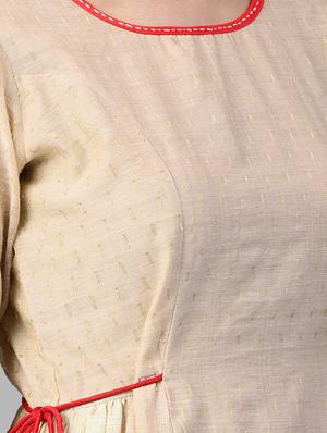 dobby solid a-line kurta - 16157639 - Standard Image - 4