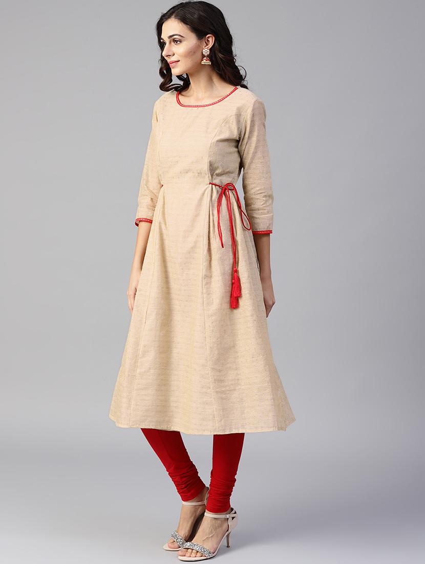 dobby solid a-line kurta - 16157639 - Zoom Image - 2