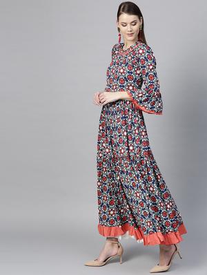 pleated ruffle flared kurta - 16157683 - Standard Image - 2