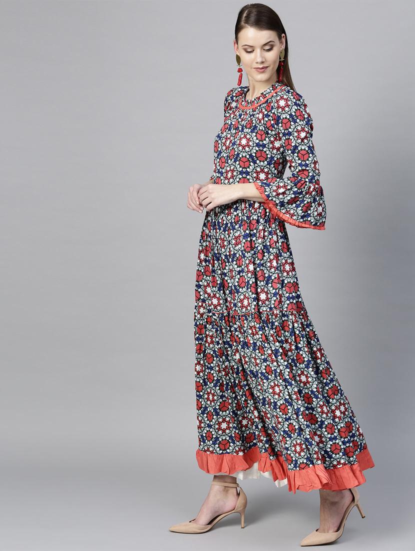 pleated ruffle flared kurta - 16157683 - Zoom Image - 2